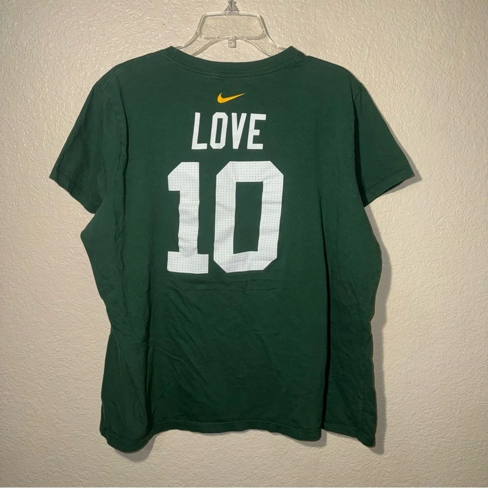 Nike Green Bay Packers Jordan Love #10 NFL T Shirt Womens XXL Green Football Tee